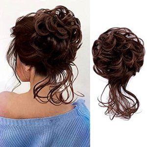 Messy Hair Bun Tousled Updo Hair Scrunchies Extension With Elastic Rubber Band